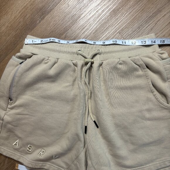 ASRV French Terry Tech Sweat Shorts size L large sand khaki 6" inseam bone - Picture 3 of 5